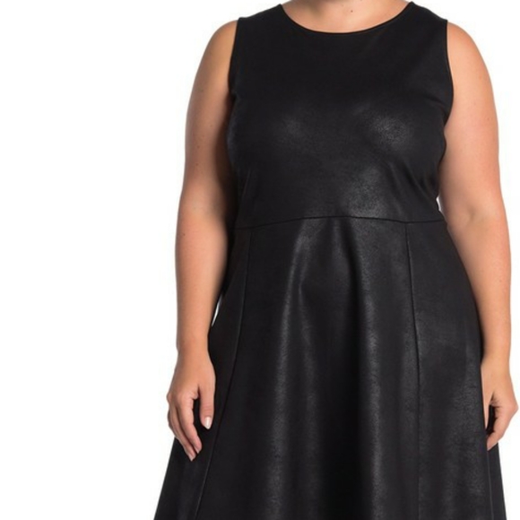 Leota Dresses & Skirts - Leota Ava Jacquard liquid leather black dress